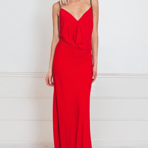 OPEN BACK RED MAXI DRESS - Picture 2 of 4